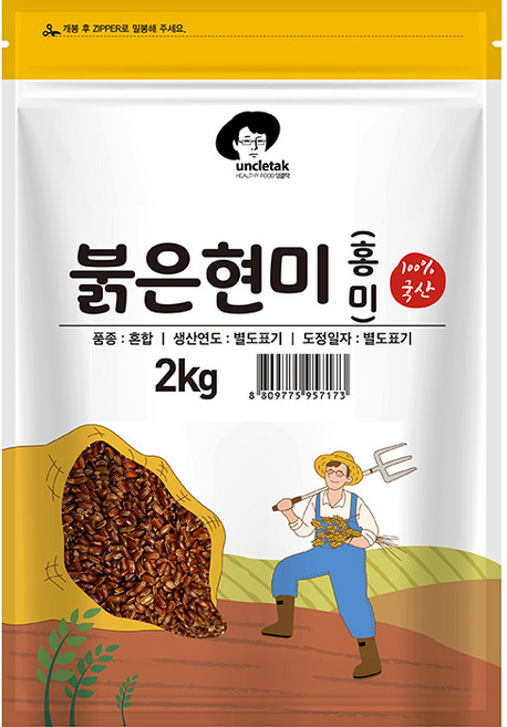 엉클탁 붉은현미, 2kg, 1개