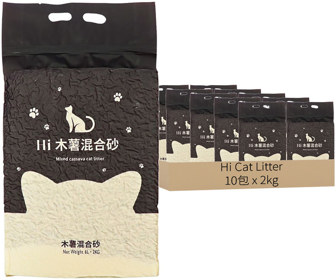 Hi Cat Litter 木薯豆腐貓砂, 2kg, 10袋, 原味