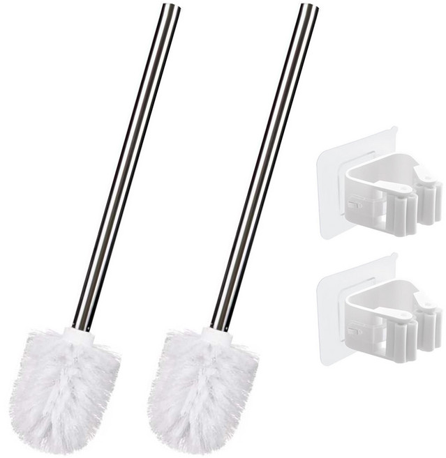 무식이네 쓱싹 스테인리스 변기솔 + 후크 홀더 세트, 화이트, 2세트