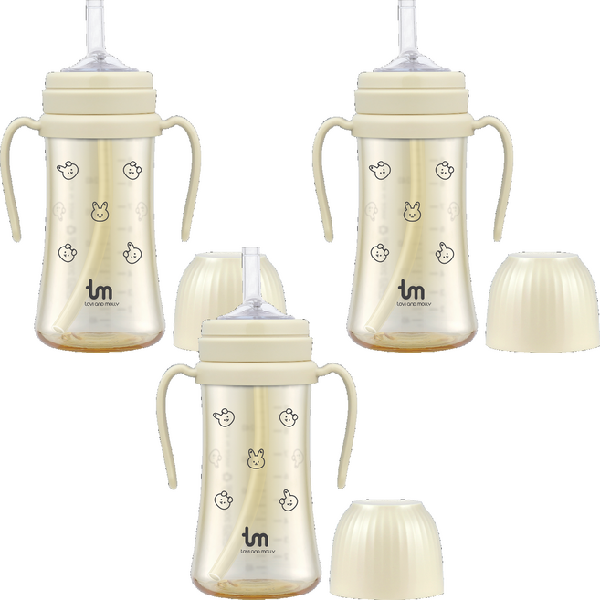 토비앤몰리 돗바니 PPSU 빨대컵, 280ml, 3개, 돗바니 화이트