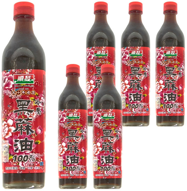 順發油品 冷壓黑麻油, 520ml, 6瓶