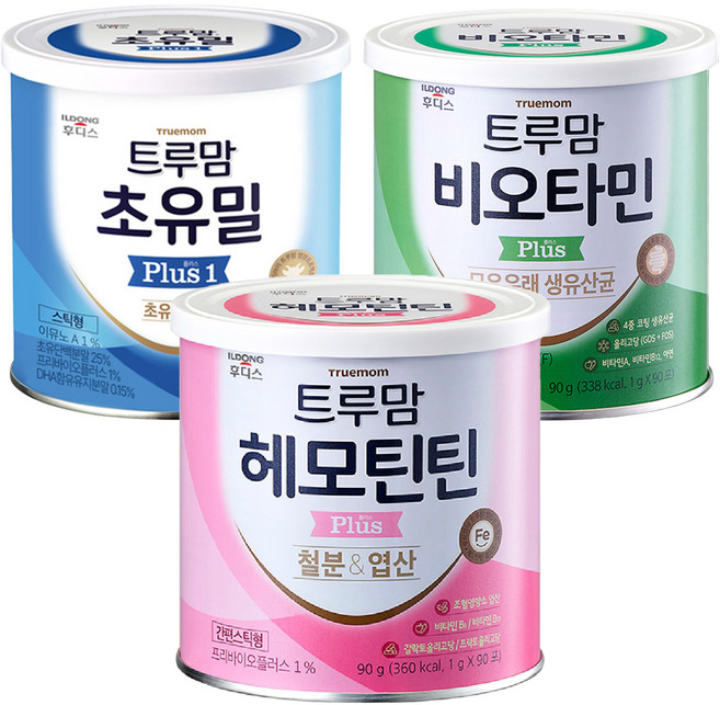 일동후디스 트루맘 초유밀 플러스 1단계 1g 90p + 헤모틴틴 플러스 1g 90p + 비오타민 플러스 모유유래유산균 1g 90p, 1세트