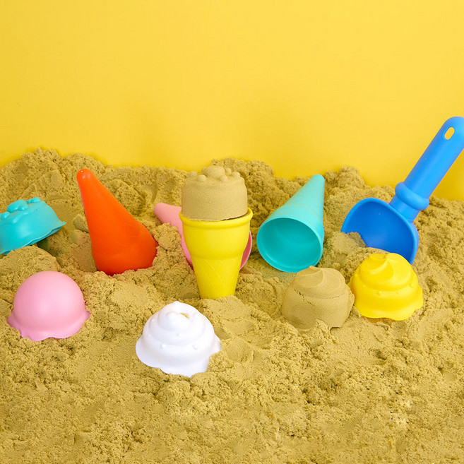 캐스비 네이처 모래찍기틀 콘아이스크림 야외완구, 혼합색상, 109g, 1세트