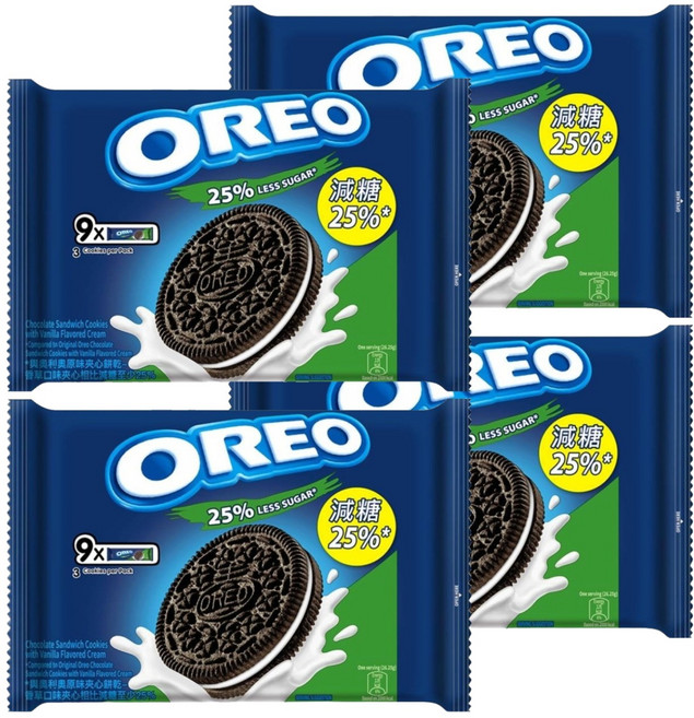OREO 奧利奧 減甜夾心餅乾 香草口味, 236.25g, 4袋