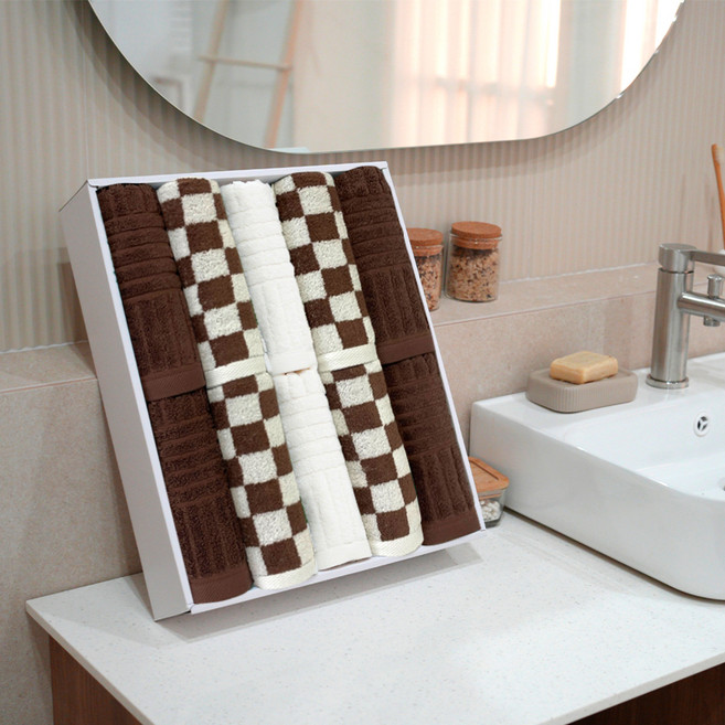 키리아 디자인 수건 10p 선물세트 145g 코마사, 브라운, 1세트