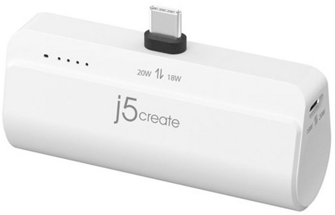 j5create 凱捷國際 口袋快充行動電源 USB-C, JPB5220, 白色