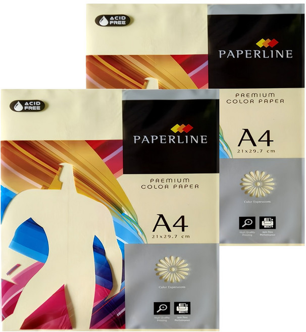 PAPERLINE 彩色影印紙 PL110 淺黃色 80磅 500張, 2包, A4