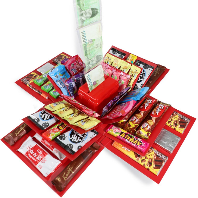 비에이비오 서프라이즈 폭탄 용돈 박스, 레드, 1개