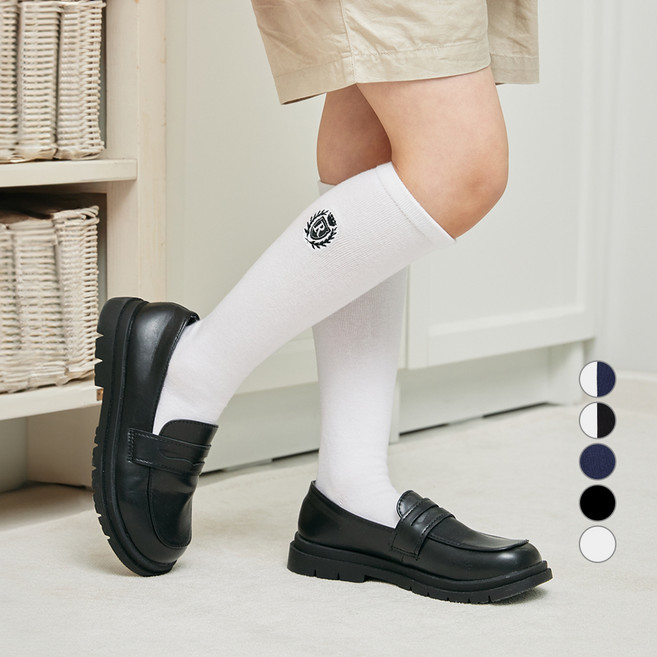 베이스알파에센셜 스쿨 자수 니삭스 2켤레