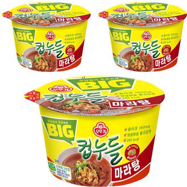오뚜기 빅컵누들 마라탕 용기 71.3g, 3개