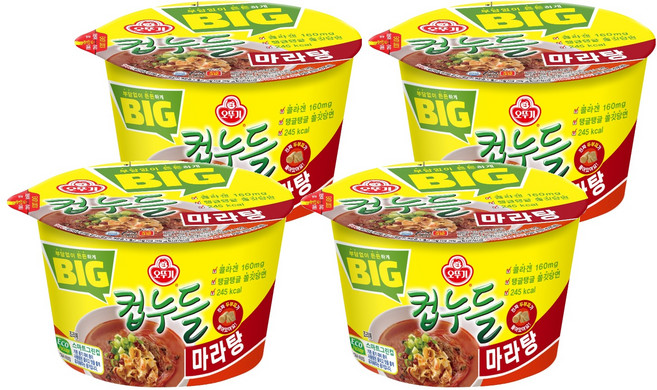 오뚜기 빅컵누들 마라탕 용기 71.3g, 4개