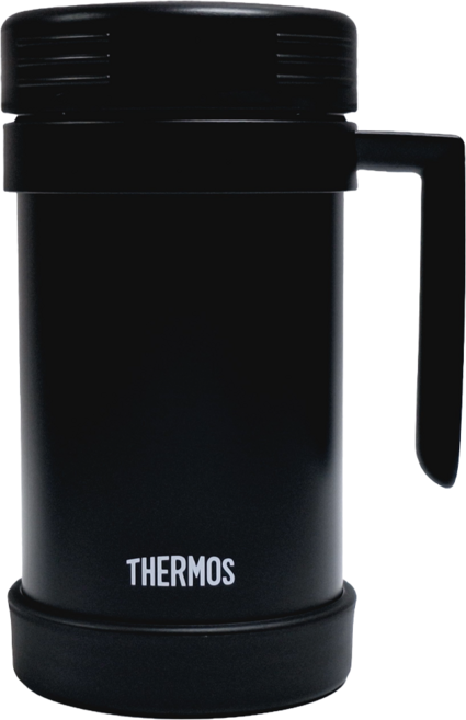 THERMOS 膳魔師 辦公室杯 490ml 雙層不銹鋼真空設計 大口徑設計 旋轉式上蓋 防滑耐磨底座, 理性黑, 1個