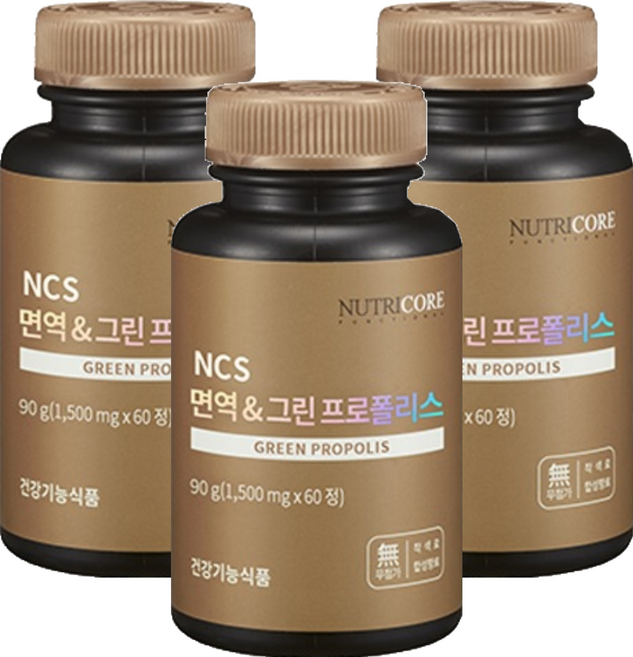 NUTRICORE NCS 免疫與綠蜂膠, 60錠, 1.5g, 3個