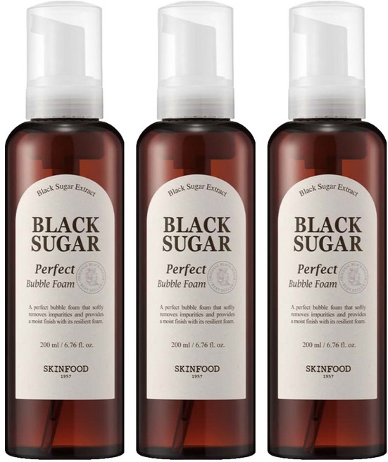 스킨푸드 블랙슈가 퍼펙트 버블폼 클렌저, 200ml, 3개