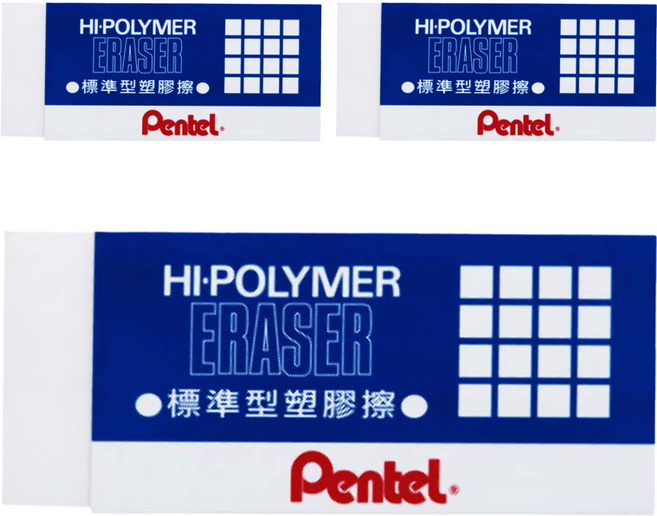 Pentel 飛龍文具 HI-POLYMER 特大橡皮擦 ZEH-99, 3個, 白色