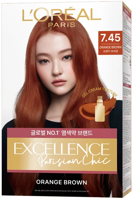 로레알파리 엑셀랑스 파리지앵 시크 라이트닝 톤업 염모제, 7.45호 오렌지 브라운, 1개 - 쿠팡