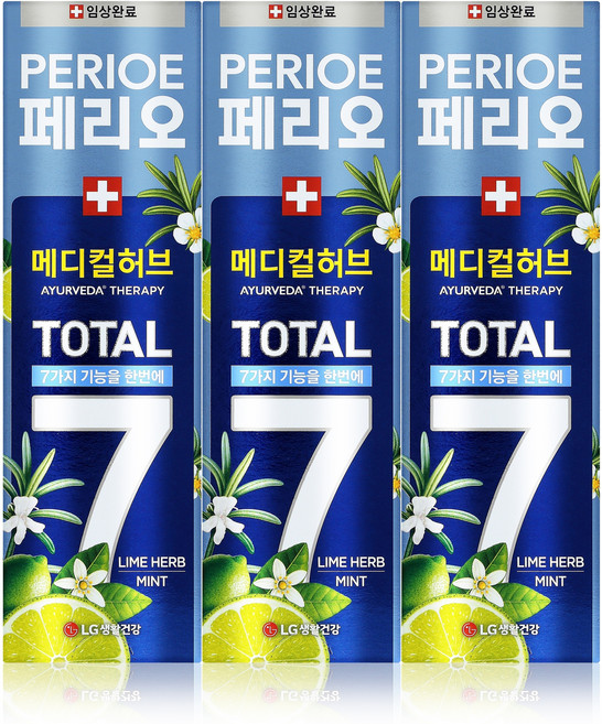 페리오 토탈7 메디컬허브 치약 라임허브민트, 100g, 3개