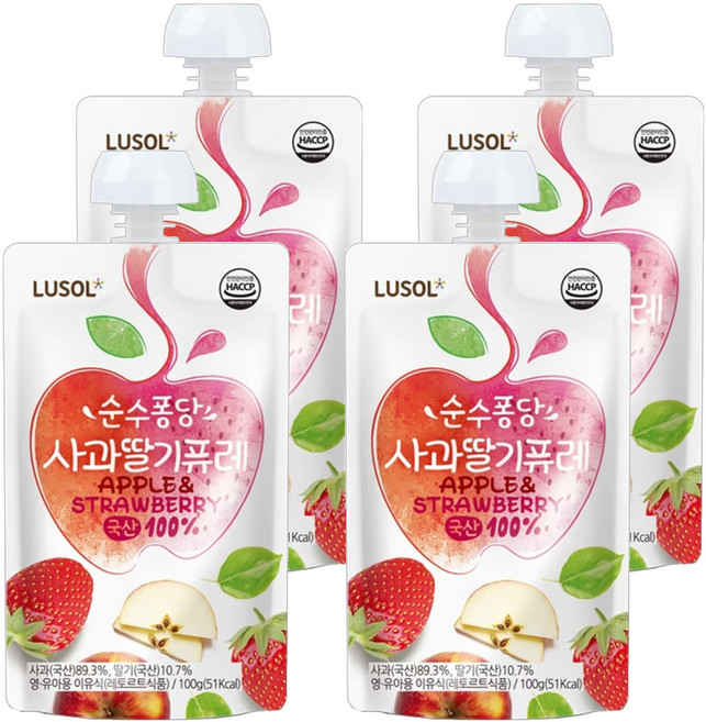 LUSOL 果泥 草莓蘋果, 100g, 4包