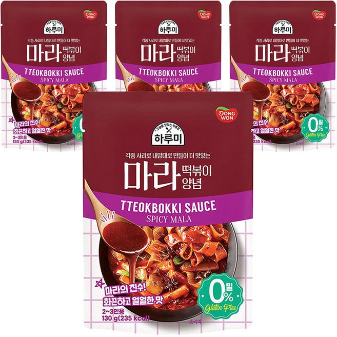 동원 하루미 마라 떡볶이 양념, 130g, 4개