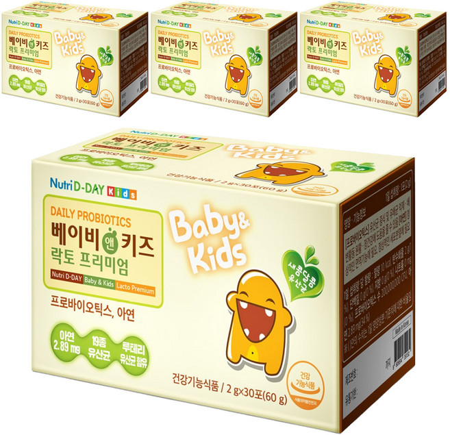 뉴트리디데이 베이비앤키즈 락토프리미엄 유산균, 60g, 4개