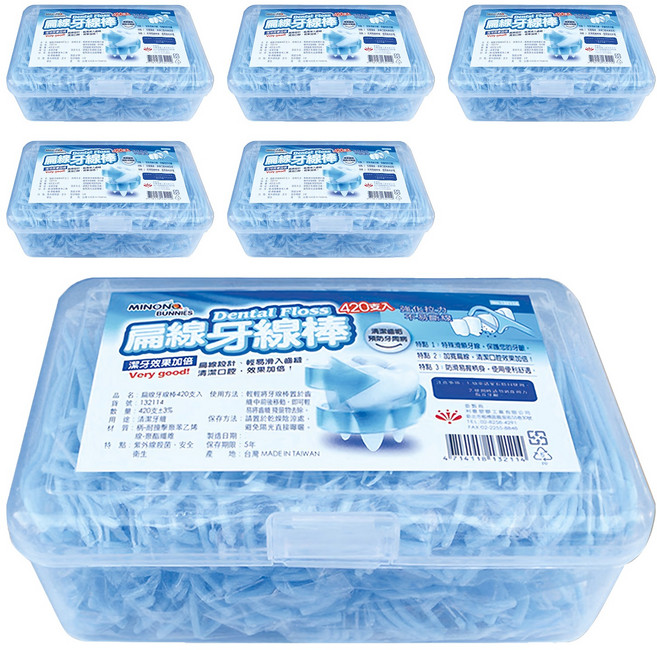 minono 米諾諾 扁線牙線棒 132114, 6盒