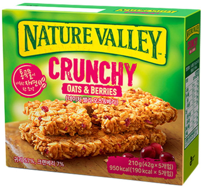 네이처밸리 크런치 오츠 앤 베리 바, 1개, 210g