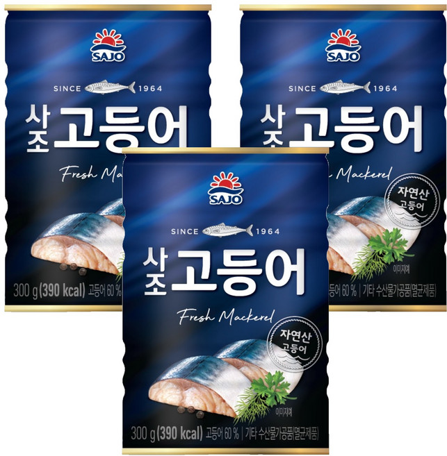 사조 고등어 통조림, 300g, 3개