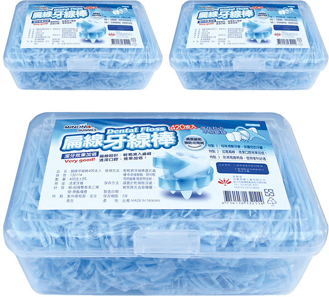 minono 米諾諾 扁線牙線棒 132114, 3盒