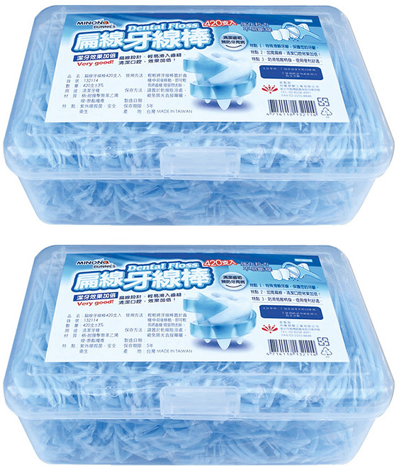 minono 米諾諾 扁線牙線棒 132114, 2盒