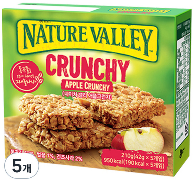 네이처밸리 크런치 애플 크런치 바, 5개, 210g