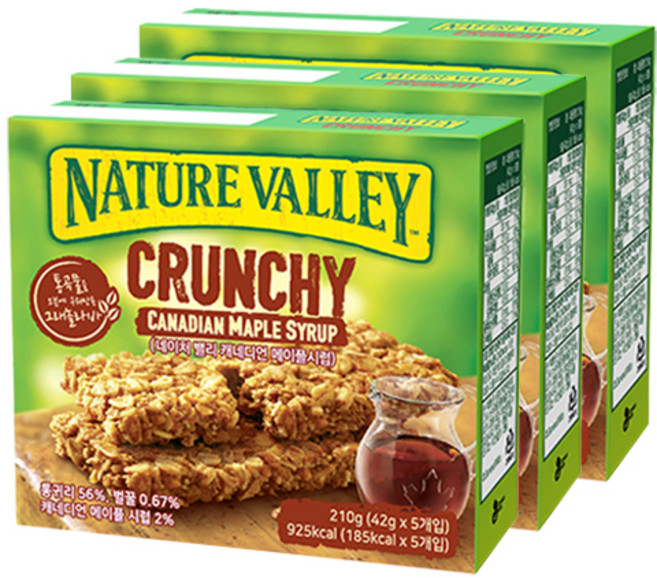 네이처밸리 크런치 캐네디언 메이플시럽 바, 210g, 3개