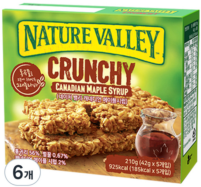 네이처밸리 크런치 캐네디언 메이플시럽 바, 210g, 6개
