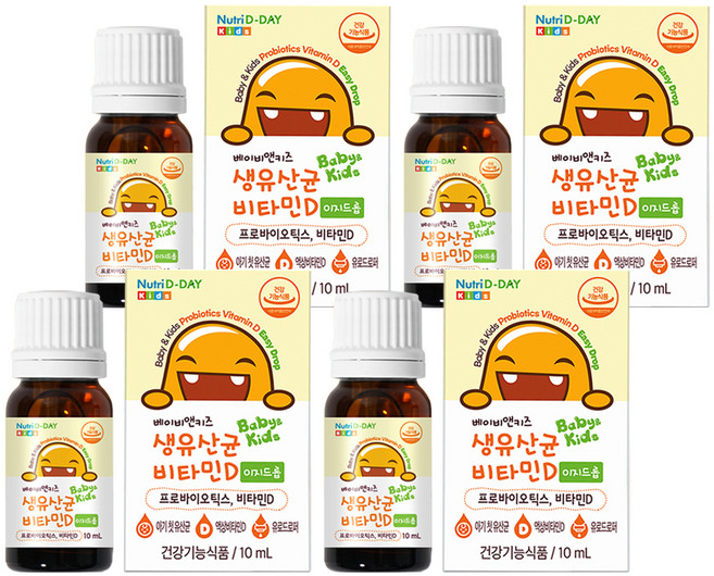 뉴트리디데이 베이비앤키즈 비타민D 이지드롭 생유산균, 10ml, 4개