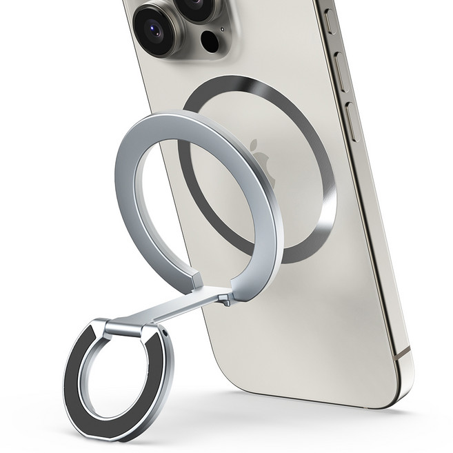 신지모루 3in1 맥세이프 M 듀얼링고 스탠드 휴대폰 거치대, 실버, 1개