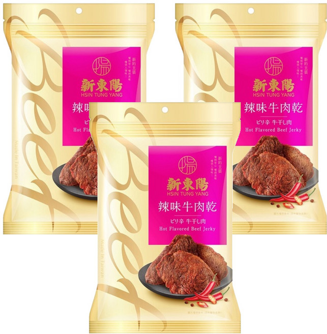 新東陽 辣味牛肉乾, 90g, 3包