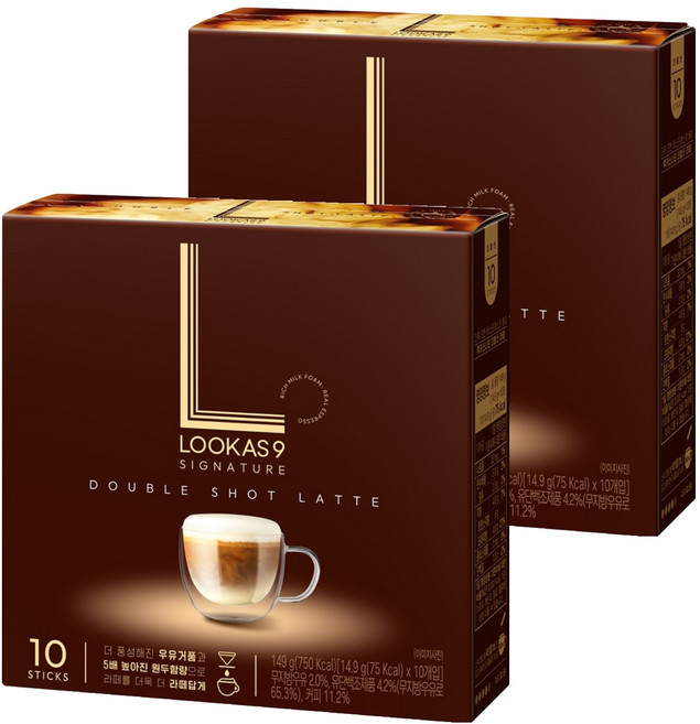루카스나인 시그니처 더블샷 라떼, 14.9g, 10개입, 2개