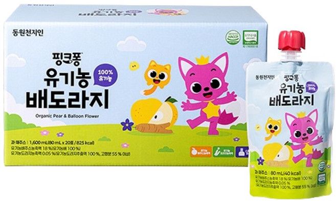 천지인 핑크퐁 유기농 배도라지, 80ml, 20개