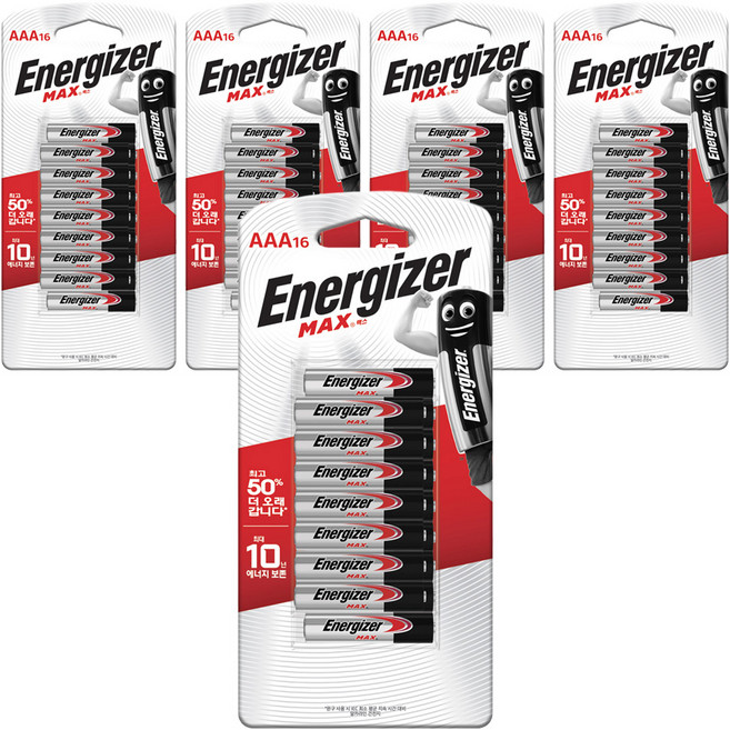 에너자이저 맥스 AAA건전지, 16개입, 5개