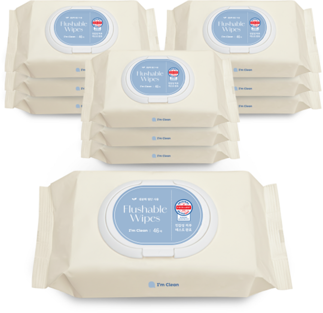 아임클린 저자극 비데 물티슈 캡형, 46매입, 10개