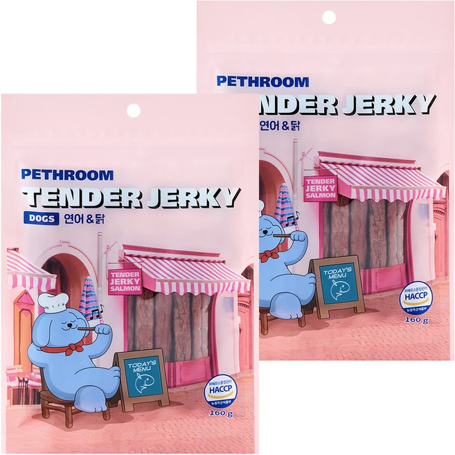 페스룸 강아지 텐더 저키 160g, 연어+닭 혼합맛, 2개 - 쿠팡