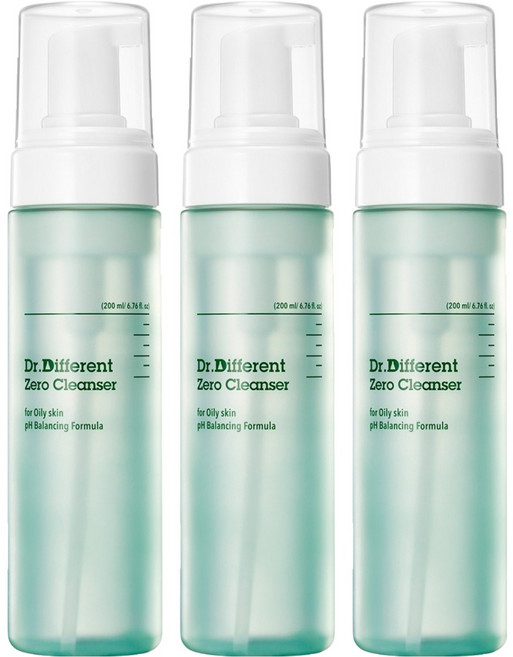 Dr.Different 零感潔面乳 油性肌膚, 3個, 200ml