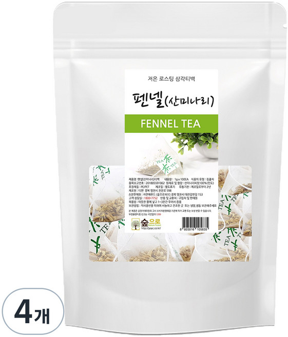 숲으로허브 펜넬 산미나리 삼각티백, 1g, 100개입, 4개