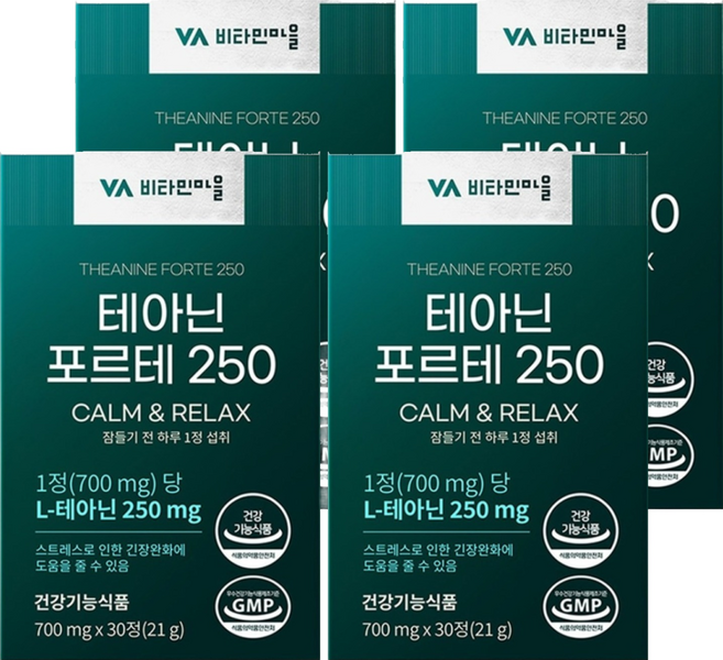 비타민마을 테아닌 포르테 250 21g, 4개, 30정