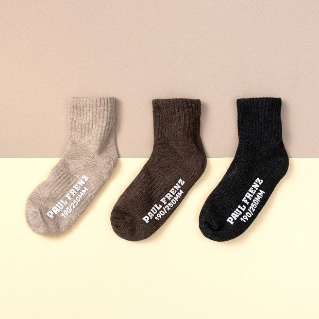 폴프랜즈 아동용 원사이즈 단목 양말 3켤레 세트 숏마벨