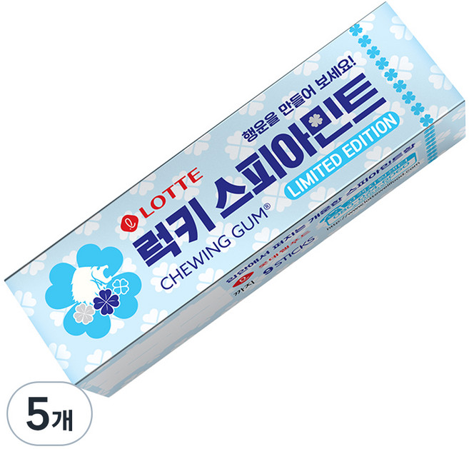 롯데웰푸드 스피아민트 츄잉껌, 26g, 5개