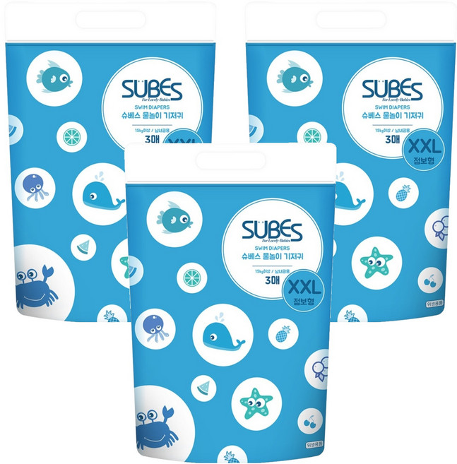 슈베스 팬티형 수영장 기저귀 아동용, 점보형(2XL), 9개
