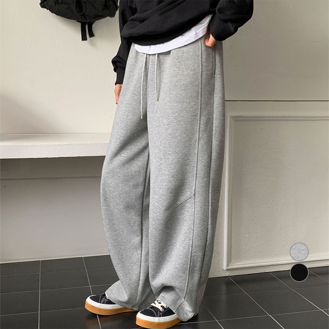 afinar 女款寬版線條細節日常厚棉褲