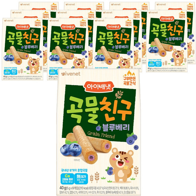 아이배냇 곡물친구, 블루베리, 40g, 12개