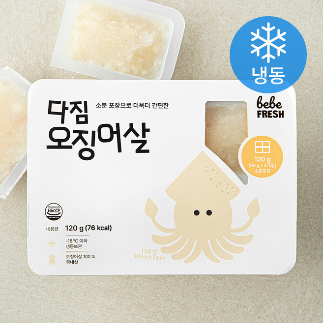 베베프레시 다짐 오징어살 (냉동), 2개, 120g