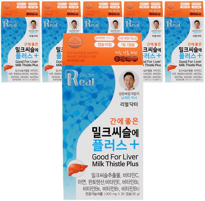 리얼닥터 간에 좋은 밀크씨슬에 플러스, 30정, 6개